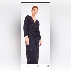 Farm Rio black dots midi dress small